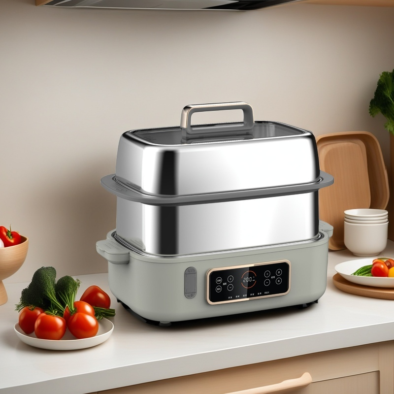 Multi-function 2Layers 1200W 15L Household Digital Control Electric Steamer Food Cooker