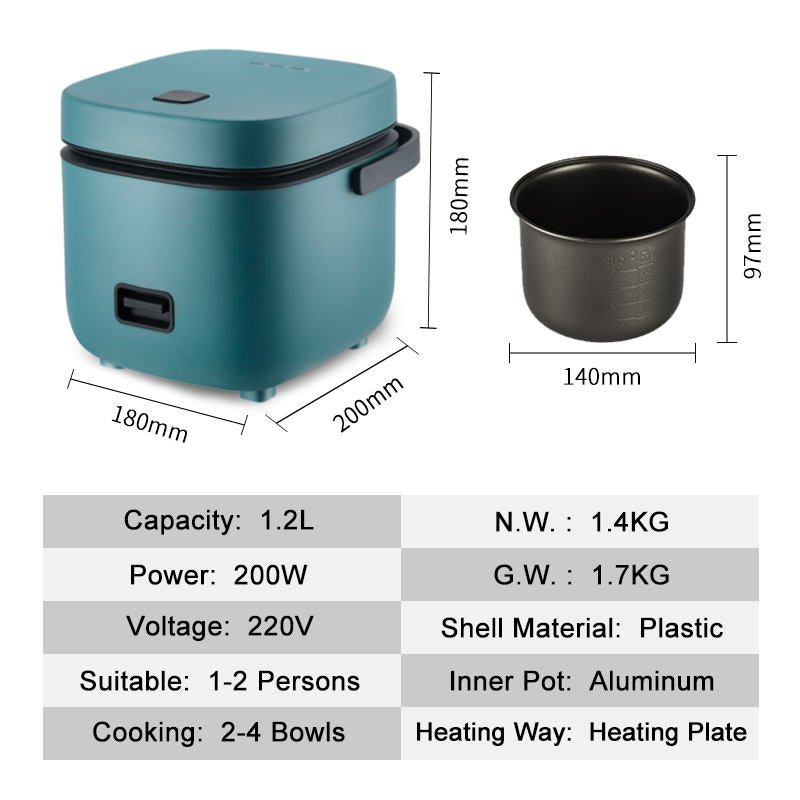 1.2L Non-Stick Rice Cooker – Small Electric Cooker with Non-Stick Inner Pot for Home Kitchen Use
