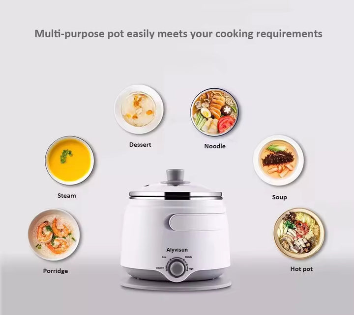 Double Layer Stainless Steel Inner Pot Electric Skillet Keep Warm Small Size Personal Electric Multi Cooker