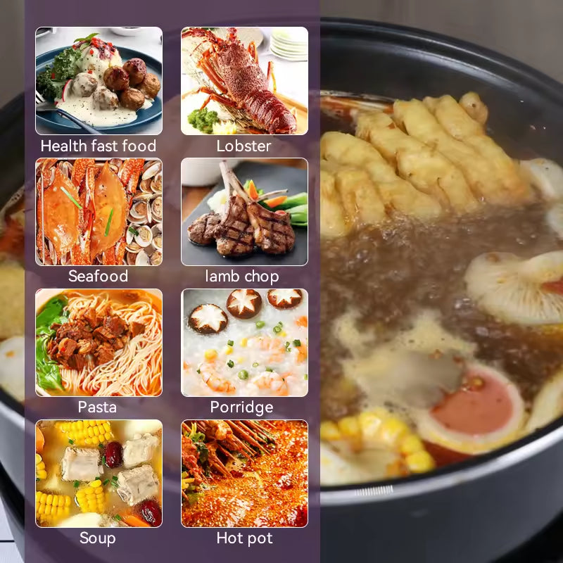 4L Detachable Hot Pot Cooking Pot Electric BBQ Grill Frying Pan Electric Grill Hot Pot