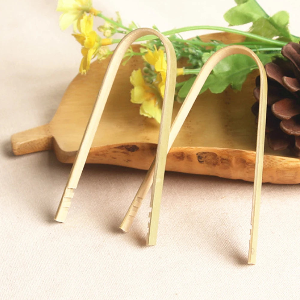 10pcs Mini Bamboo Clamps 10cm Heat Insulating Anti Scalding Safe Food Grade Camping Bbq Outdoor Toast Supplies Kitchen