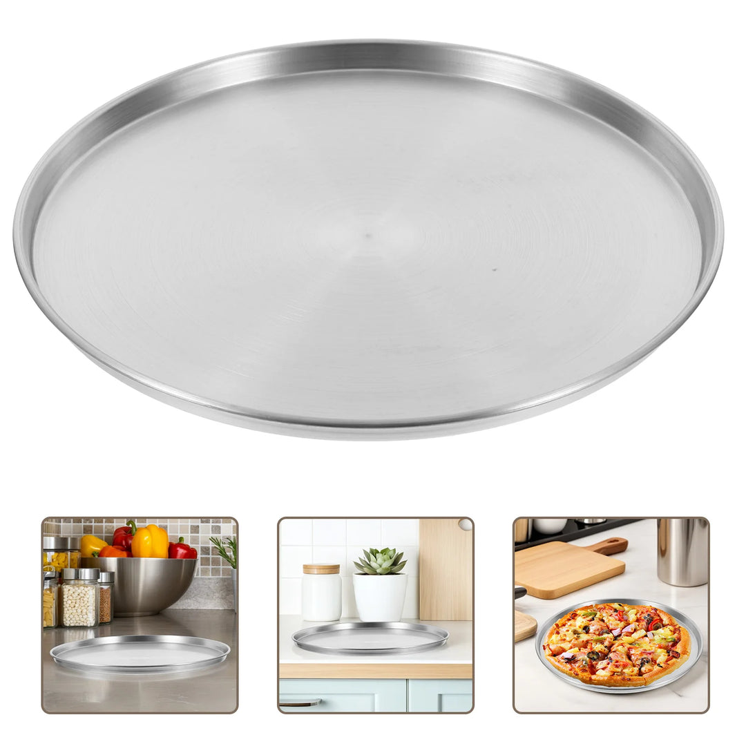 26Cm Stainless Steel Pizza Pan Round Baking Tray For Oven Non-Stick Metal Snack Serving Dish Steaming Grilling Kitchenware