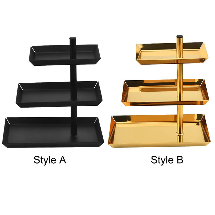 Cupcake Stand 3 Tier Stainless Steel Display Rack Presents Display Stand for Kitchen Celebration Supplies Anniversary Banquet, Black/Gold
