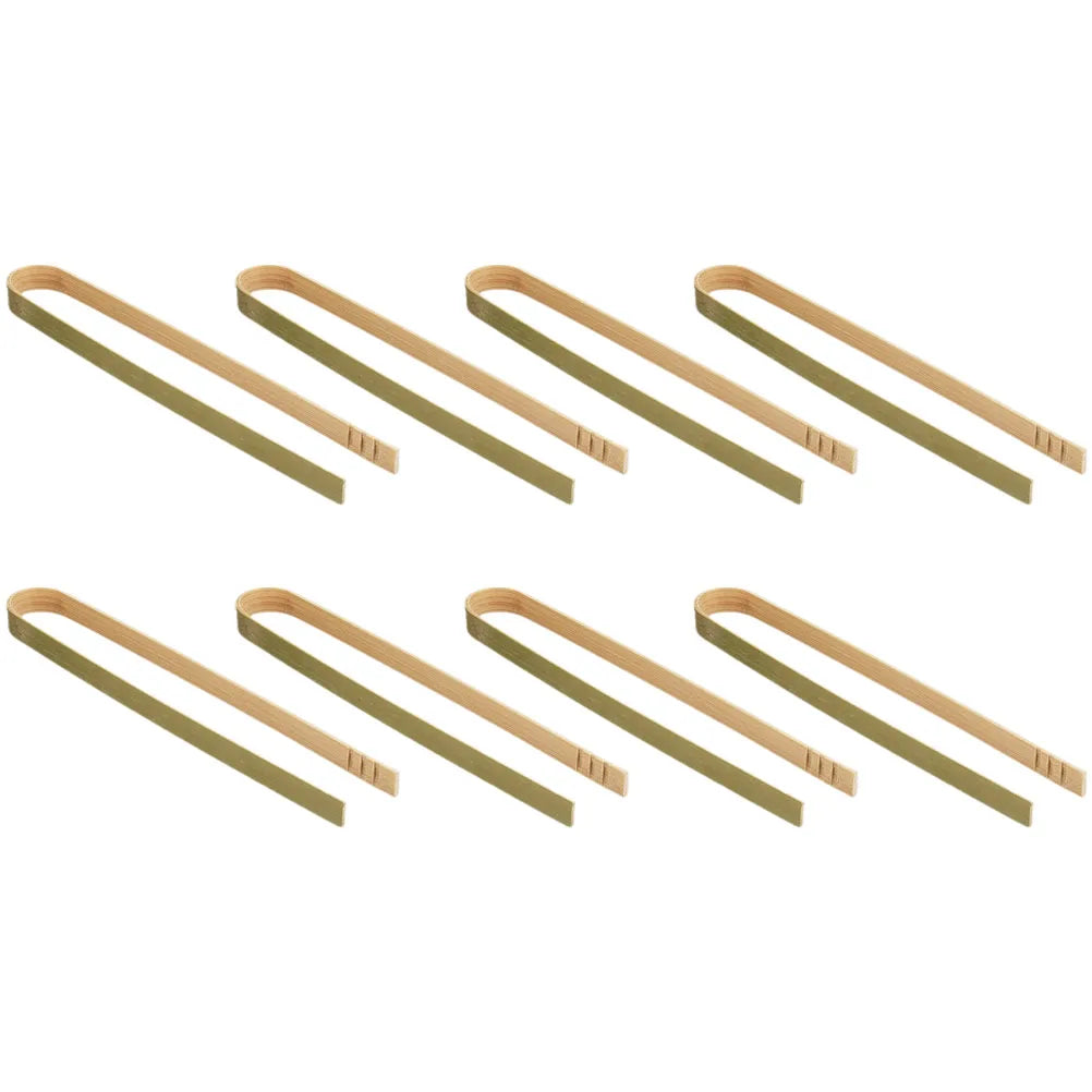 10pcs Mini Bamboo Clamps 10cm Heat Insulating Anti Scalding Safe Food Grade Camping Bbq Outdoor Toast Supplies Kitchen