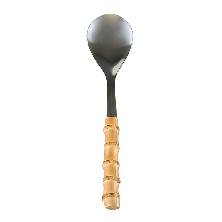 Kitchenware Tableware Cutlery Stainless Steel Wood Bamboo Root Handle Food Serving Salad Spork Server Fork Spoon