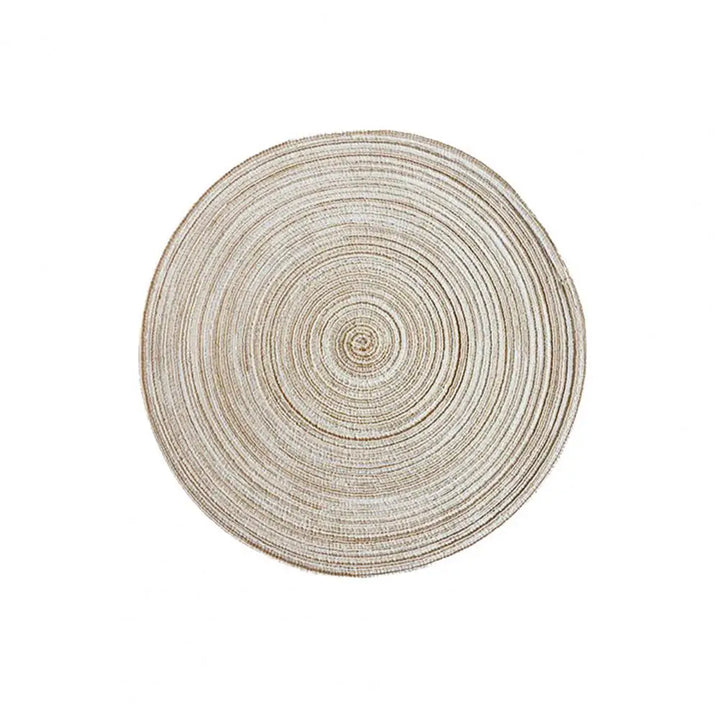 Braided Round Placemats Set of 6, Woven Washable Non-Slip Table Mats for Kitchen Dining, 15 Inch, Heat Resistant - Natural Fabric Indoor Outdoor Place Mats