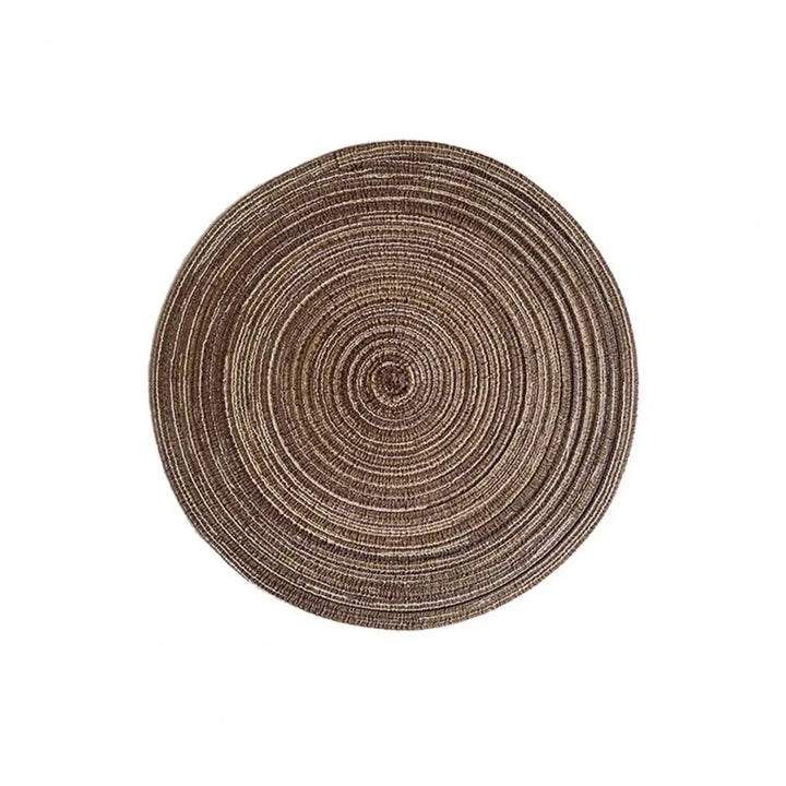 Braided Round Placemats Set of 6, Woven Washable Non-Slip Table Mats for Kitchen Dining, 15 Inch, Heat Resistant - Natural Fabric Indoor Outdoor Place Mats
