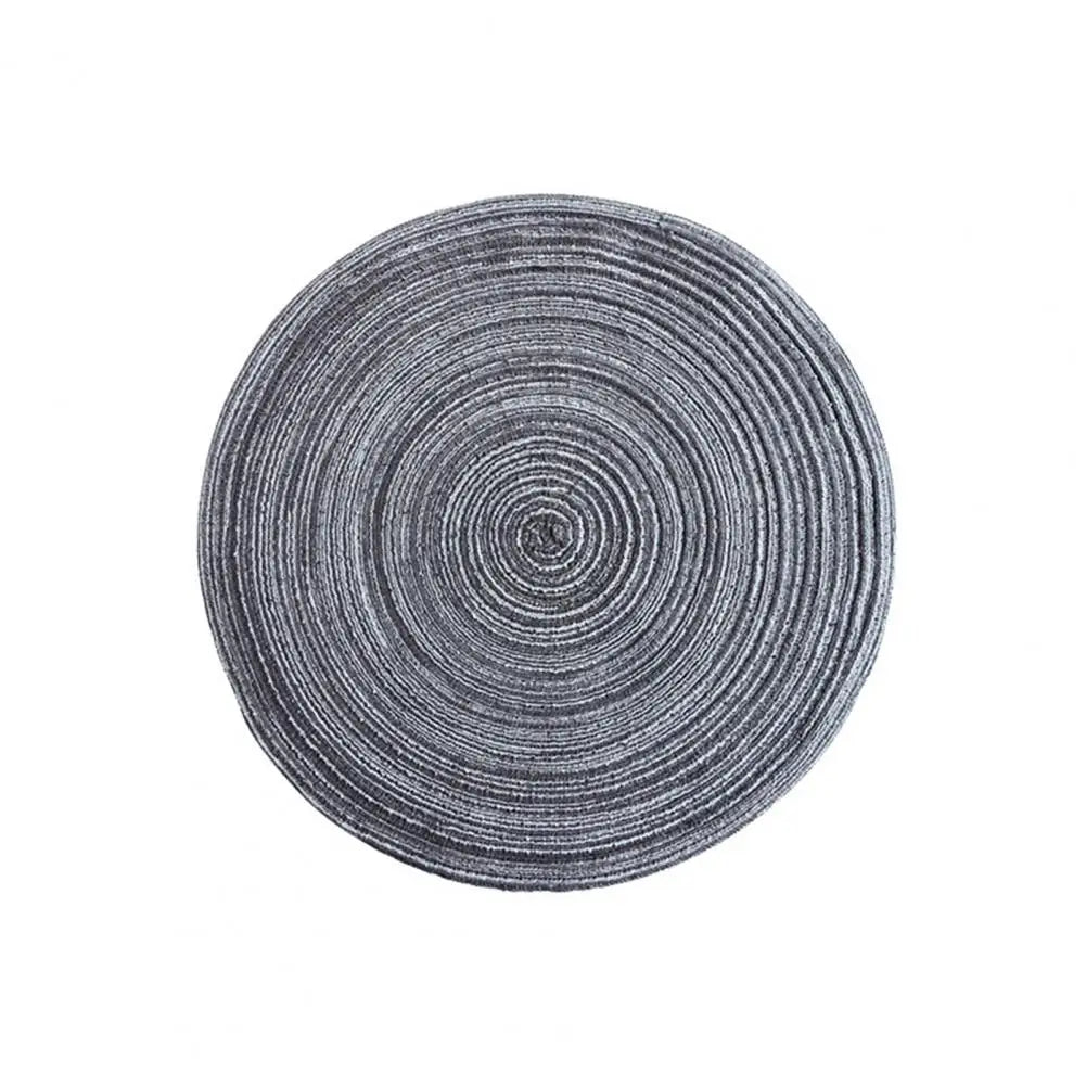 Braided Round Placemats Set of 6, Woven Washable Non-Slip Table Mats for Kitchen Dining, 15 Inch, Heat Resistant - Natural Fabric Indoor Outdoor Place Mats