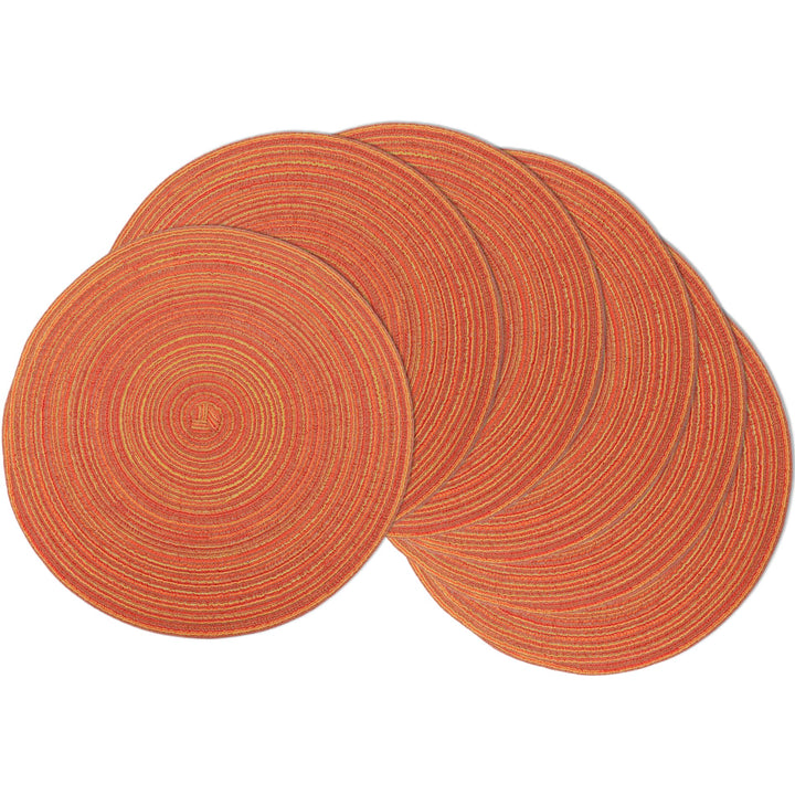 Braided Round Placemats Set of 6, Woven Washable Non-Slip Table Mats for Kitchen Dining, 15 Inch, Heat Resistant - Natural Fabric Indoor Outdoor Place Mats