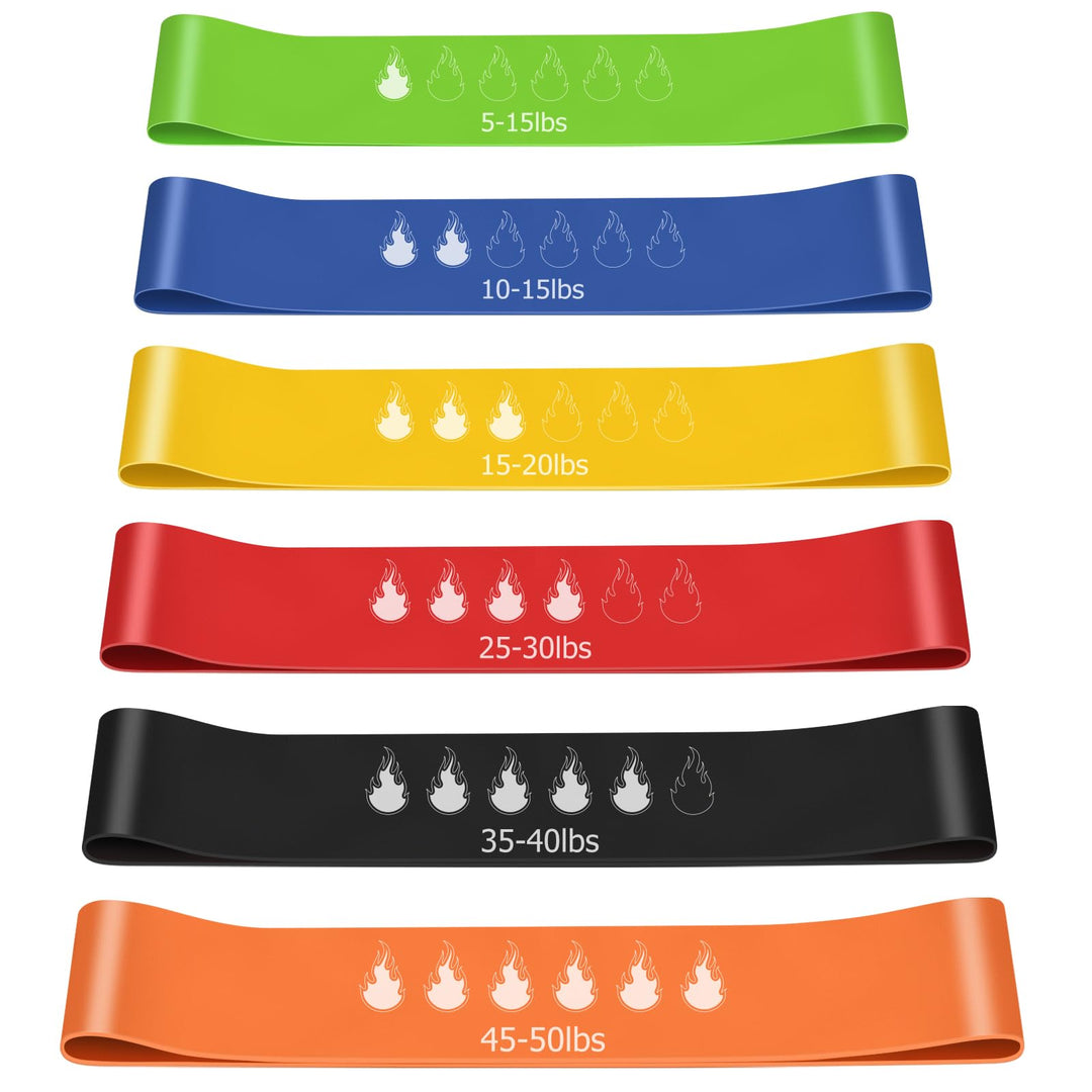 VynyQoo Resistance Bands, Set of 6 Natural Latex Resistance Bands Set(5–50 lbs), Exercise Workout Bands for Women and Men, Perfect for Home, Gym, Yoga, Strength Training, Portable Bag Included