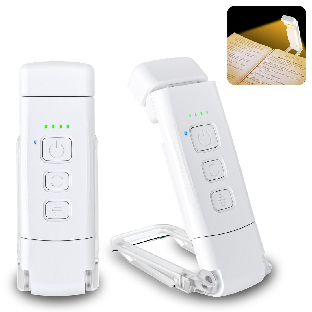 Alyvisun Reading Light, 3 Color Modes & 5 Dimmable Brightness Book Light, [Timer Feature & USB Rechargeable] Reading Lamp, Clip on Lamp for Books in Bed, 80-hr Battery Life(White)
