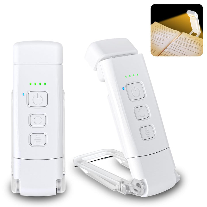 Alyvisun Reading Light, 3 Color Modes & 5 Dimmable Brightness Book Light, [Timer Feature & USB Rechargeable] Reading Lamp, Clip on Lamp for Books in Bed, 80-hr Battery Life(White)