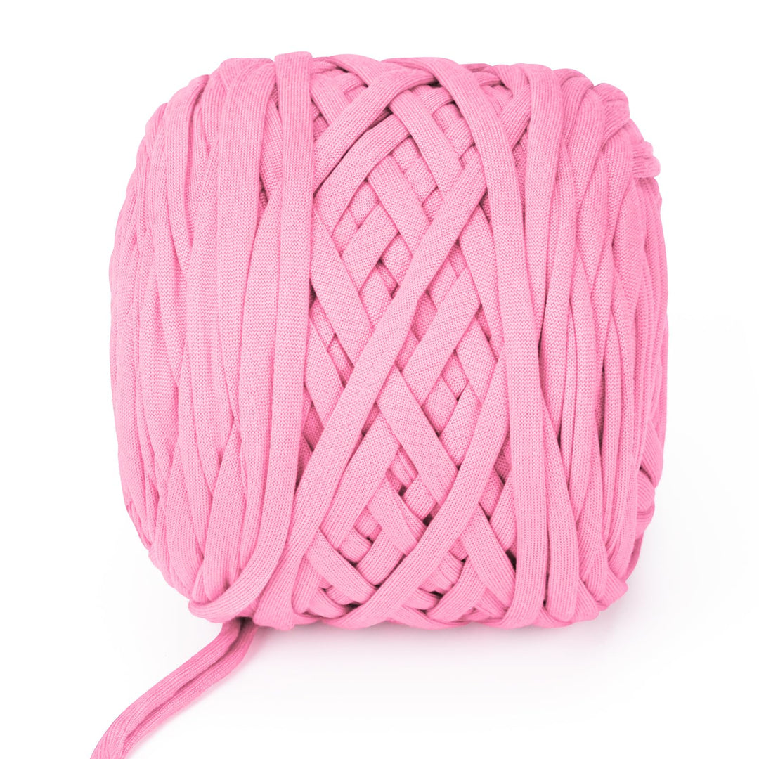 VynyQoo Tshirt Yarn for Crocheting, Crochet Yarn 105m 300g, Chunky Knitting Yarn, Width 2cm Elastic T-Shirt Yarn for Beginners to Crochet Bag, Blanket, Basket, DIY Projects, Home Decor (Pink)