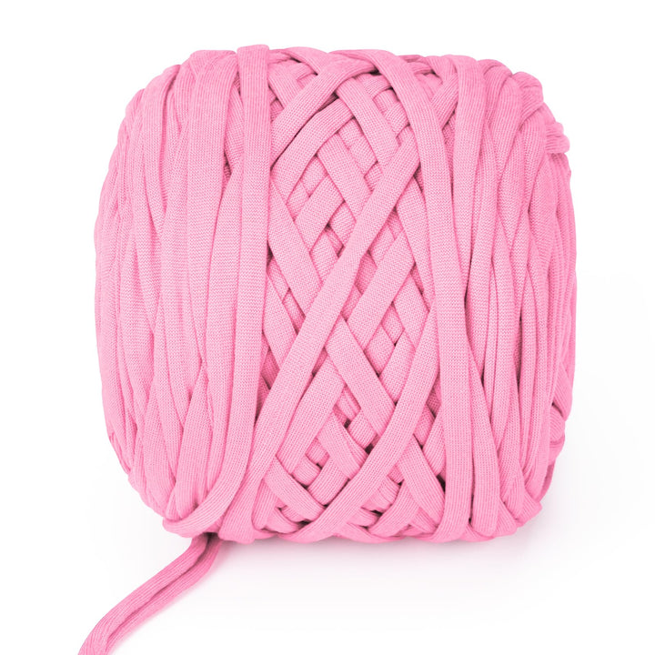 VynyQoo Tshirt Yarn for Crocheting, Crochet Yarn 105m 300g, Chunky Knitting Yarn, Width 2cm Elastic T-Shirt Yarn for Beginners to Crochet Bag, Blanket, Basket, DIY Projects, Home Decor (Pink)