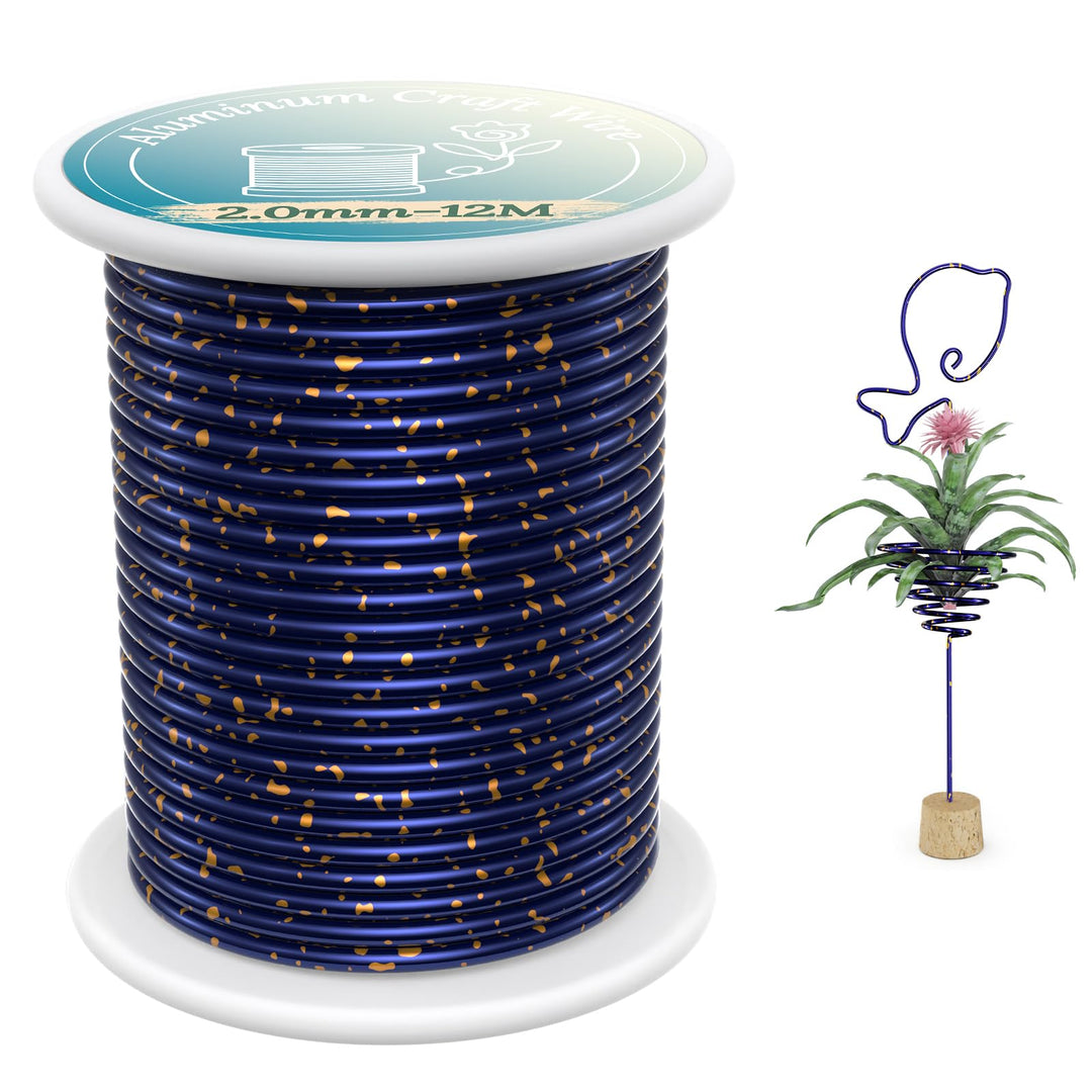 VynyQoo 2mm(12 Gauge) Metal Wire, 12m Galvanised Wire Colored, DIY Aluminium Craft Wire, Handmade Bendable Thick for Jewelry Making Horticultural Bonsai