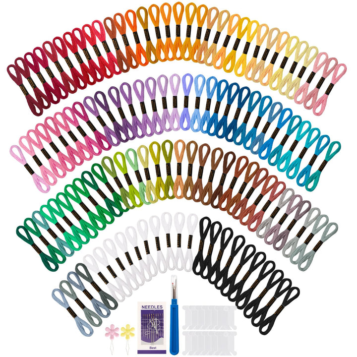 VynyQoo 120PCS Embroidery Threads Kits, 8m (6 Strand) Cross Stitch Threads, 102 Colours Embroidery Floss for Embroidery, DIY Crafts & Sewing Projects – Ideal for Adults & Beginners