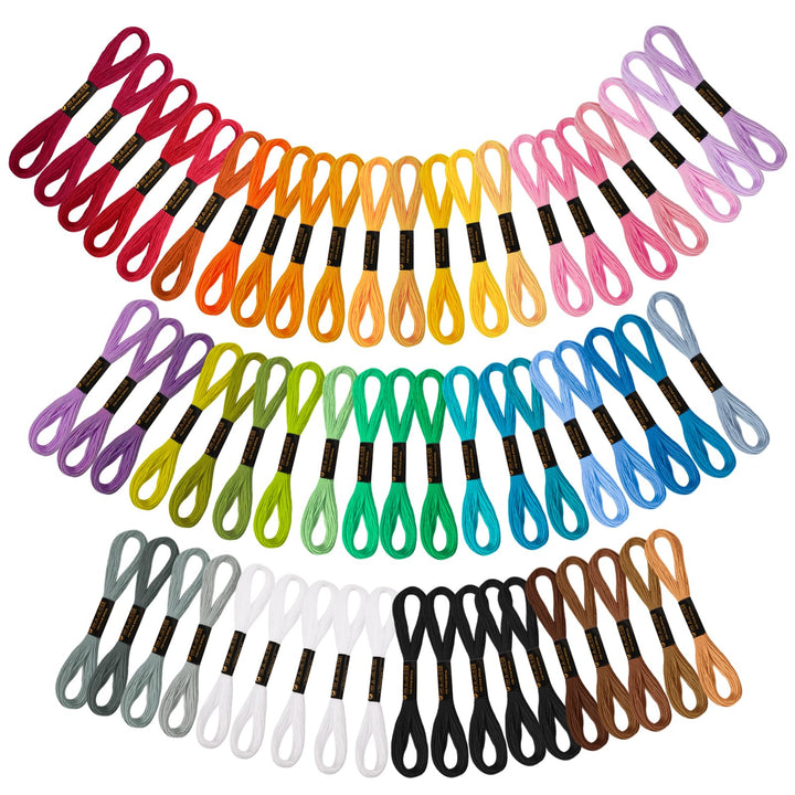 VynyQoo 60PCS Embroidery Threads Cross Stitch Threads for Adults & Beginners, 52 Colours Embroidery Floss for Embroidery DIY Crafts, 8m(6 Strand) Multicolor