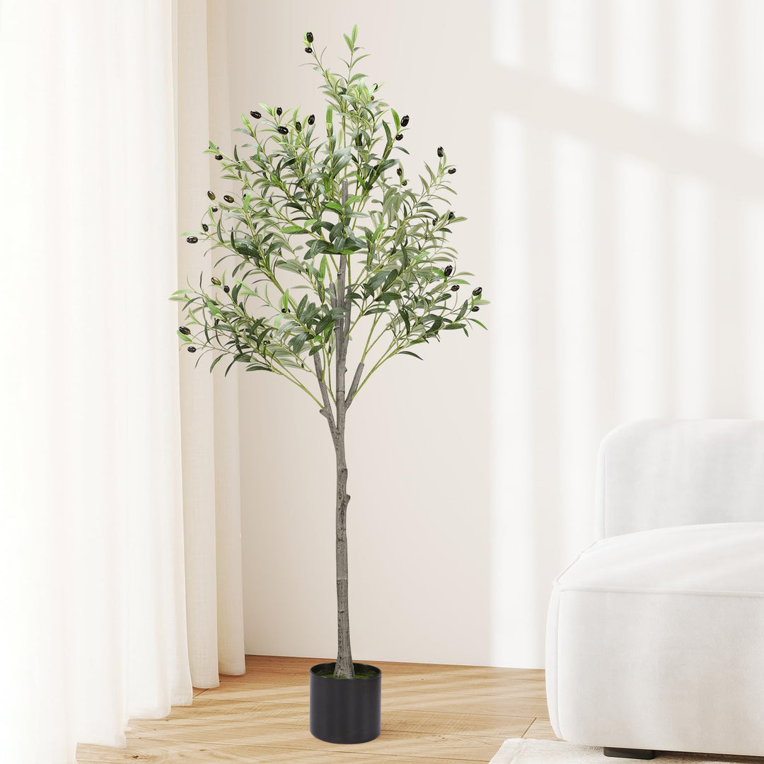 Alyvisun Faux Tree with Lifelike Olive Leaves & Stable Cement Weight Thickened Bottom Base, Green, 150cm