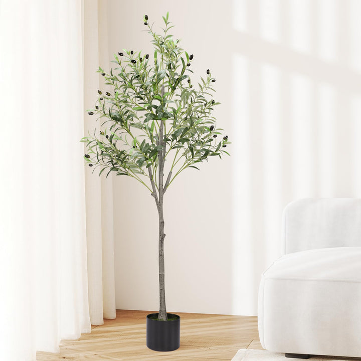 Alyvisun Faux Tree with Lifelike Olive Leaves & Stable Cement Weight Thickened Bottom Base, Green, 150cm