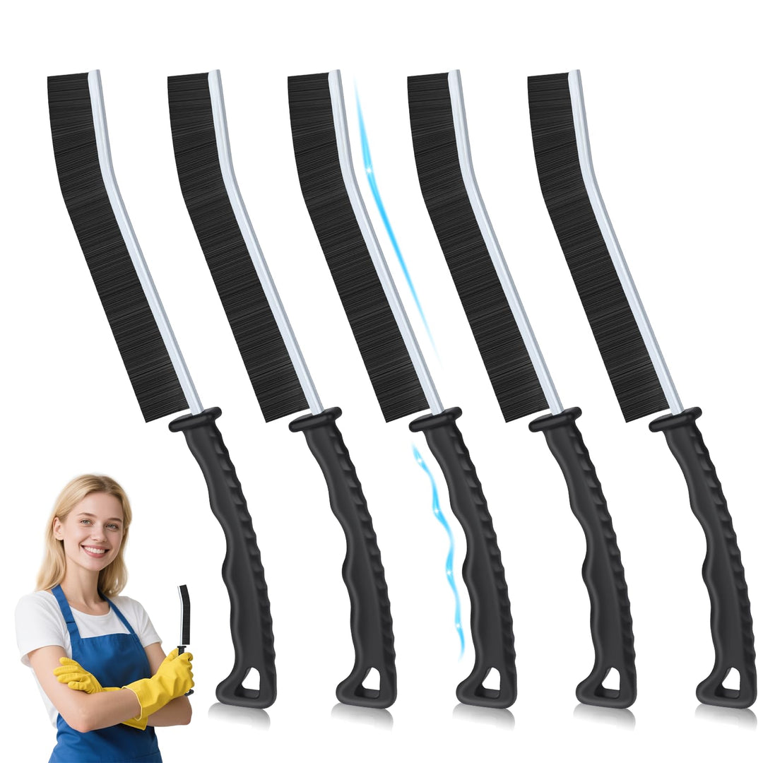 Alyvisun 5PCS Hard Bristle Crevice Tool Gap, Thin Cleaning Brush for Door Tracks, Window Grooves, Kitchen, Black
