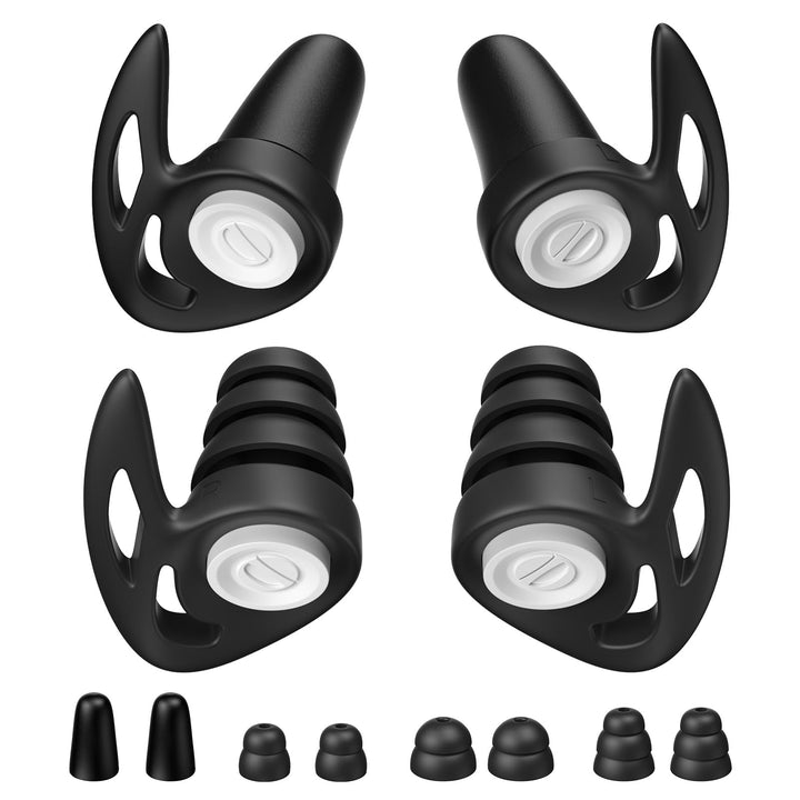 Alyvisun 2 Pair Noise Cancelling Ear Plugs for Sleep with Portable Storage Cases, Reusable Silicone Sleeping Ear Plugs and Ultra Soft Foam Earplugs in Different Sizes, Max 25dB