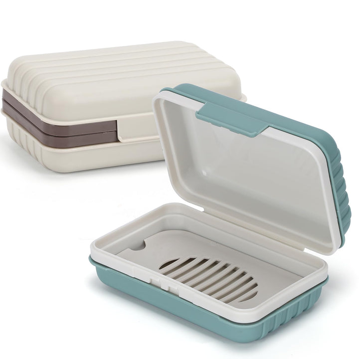 Alyvisun Portable Dish, Green & White, Soap Box with Draining Board