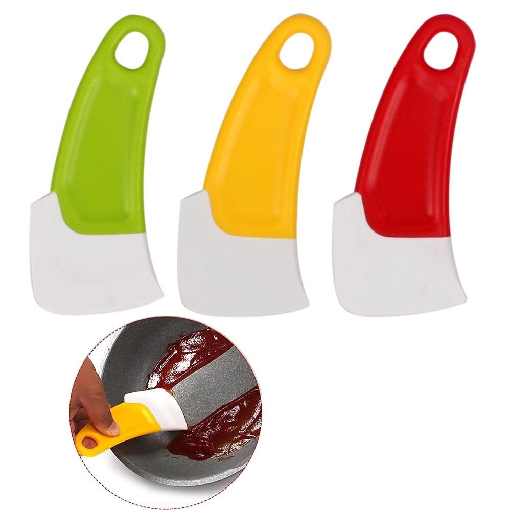 3 Pcs Silicone Pan Cleaning Scraper,Household Pots and Dishes Greasy Cleaning Tools,Heat Resistant Cleaning Scraper in Kitchen
