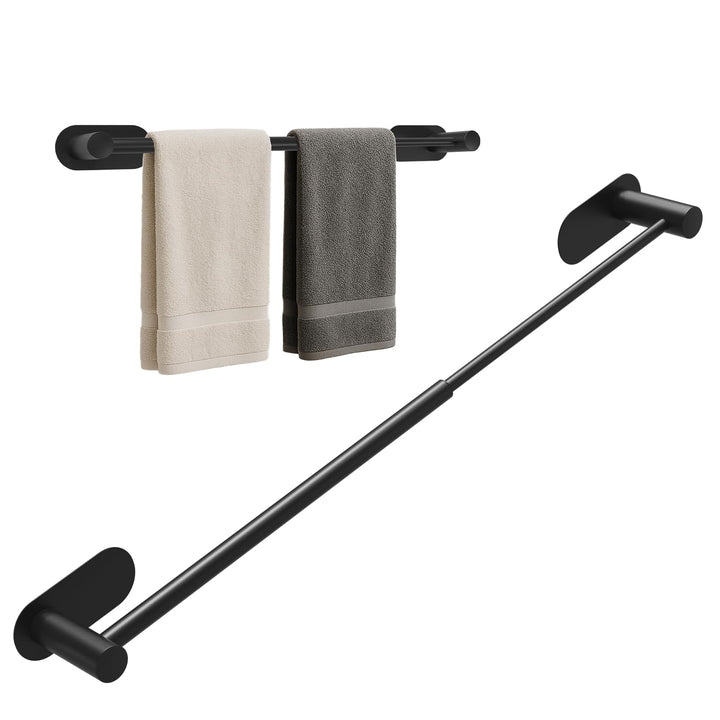 Alyvisun Self Adhesive Black Towel Rail, Stainless Steel Towel Holder, Retractable from 37cm to 57.5cm, Towel Rail Wall Mounted for Kitchen Bathroom Towel Rails Easy to Install