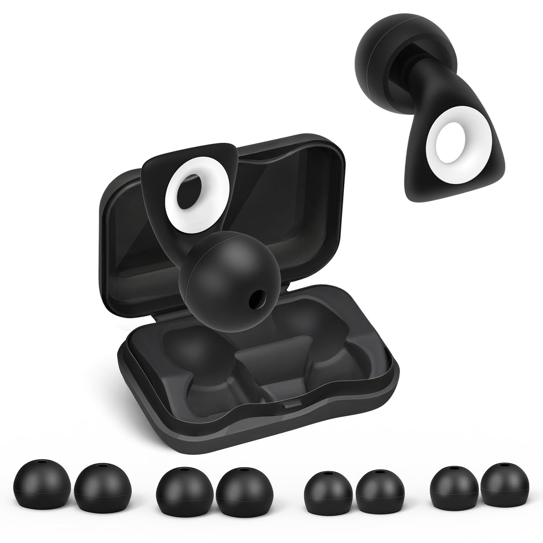 Alyvisun Noise Cancelling Ear Plugs for Sleeping, Soft Silicone Sleep Earplugs, Reusable Earplug for Concert, Deep Focus, Studying, Traveling-Black (S/L)