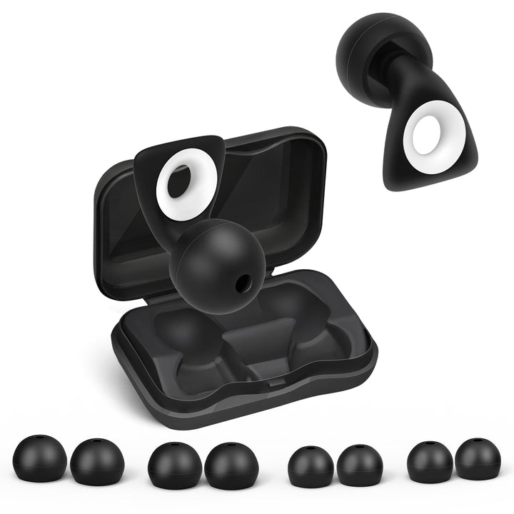 Alyvisun Noise Cancelling Ear Plugs for Sleeping, Soft Silicone Sleep Earplugs, Reusable Earplug for Concert, Deep Focus, Studying, Traveling-Black (S/L)