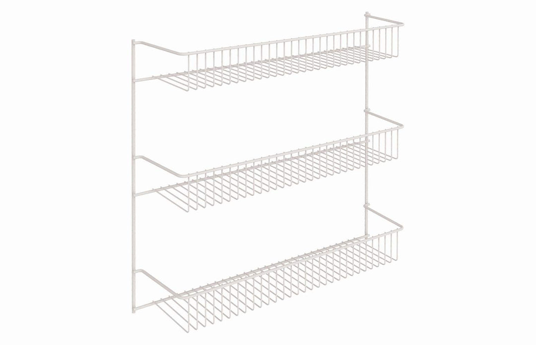 3-Tier Hanging Wall Mounted Metal Rack for Spices, Shelf Storage, Pantry Organization, Laundry, Kitchen, Bathroom, White, 18-Inch Wide