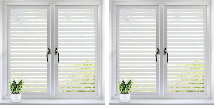 Alyvisun Window Film Privacy Film for Glass Windows 90×220cm, Self-adhesive Static Cling Frosted Window Privacy Film, Anti UV Removable Stripe Window Decorative Film for Home Office (Pack of 2)