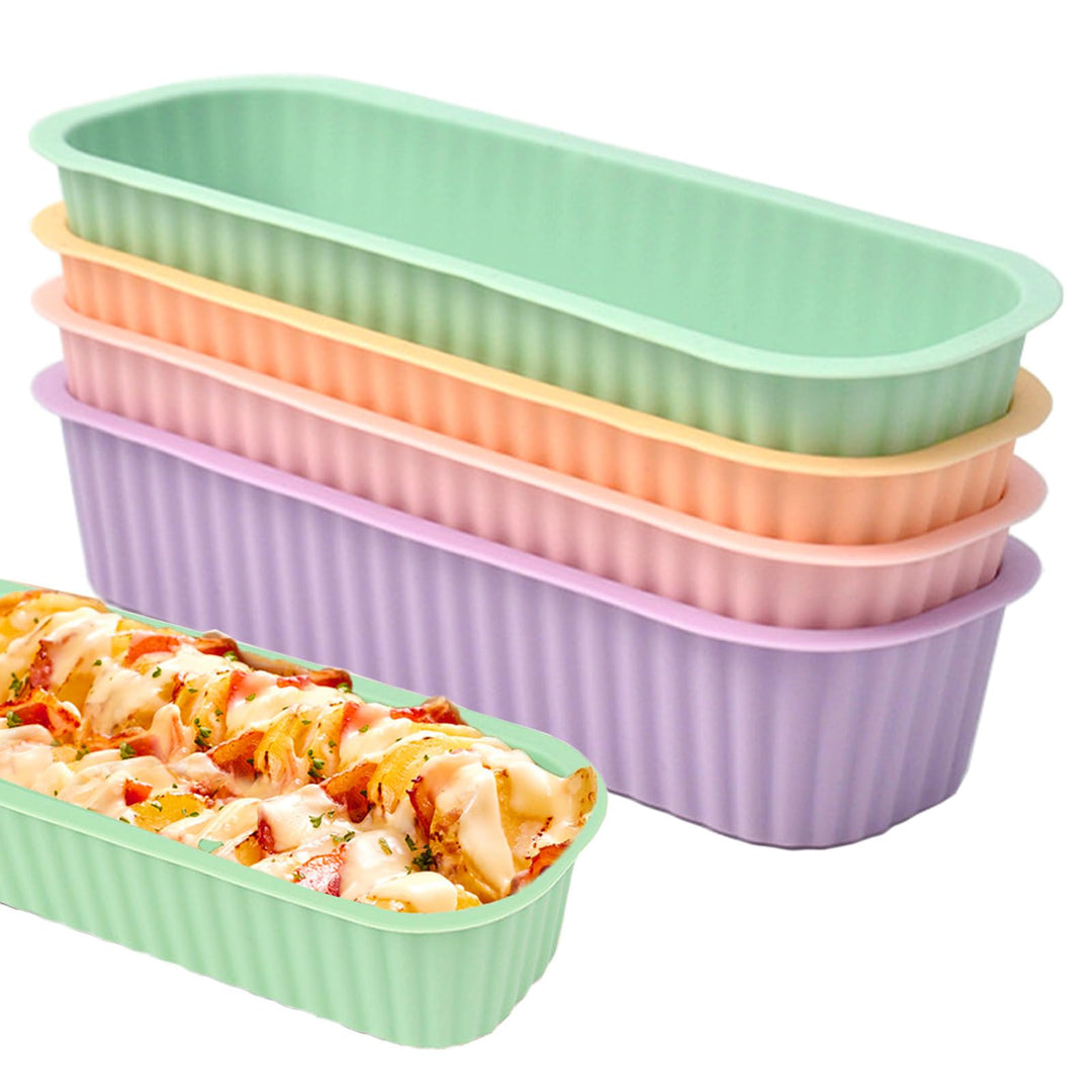 Mini Silicone Bread Loaf Pan, Non-Stick Bread Pans for Baking,Flexible Silicone Baking Molds for Bread, Cake, Meatloaf (Mini Loaf Pan-4 Colors)