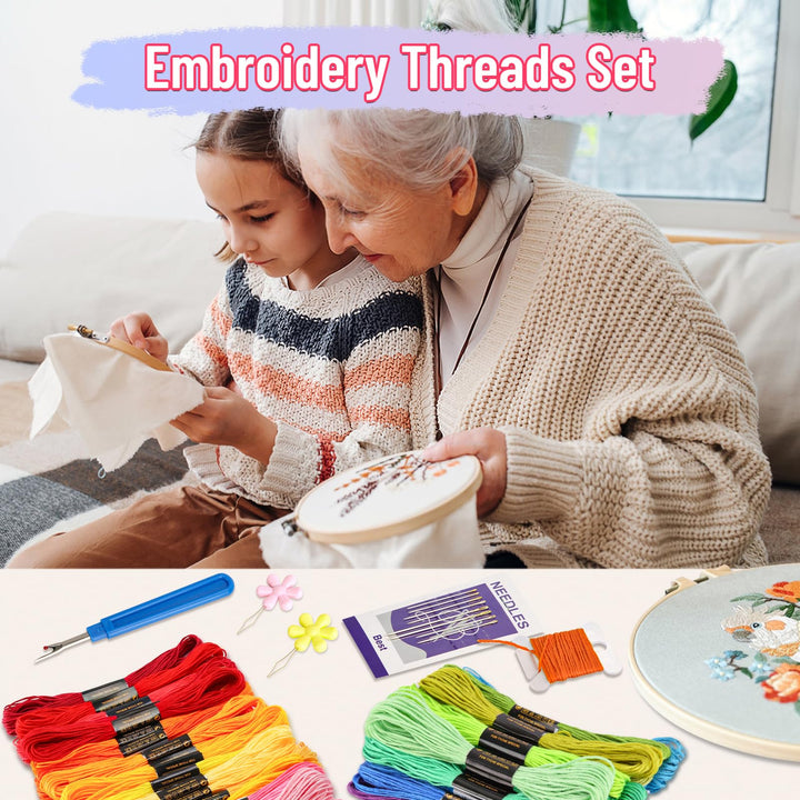 VynyQoo 120PCS Embroidery Threads Kits, 8m (6 Strand) Cross Stitch Threads, 102 Colours Embroidery Floss for Embroidery, DIY Crafts & Sewing Projects – Ideal for Adults & Beginners