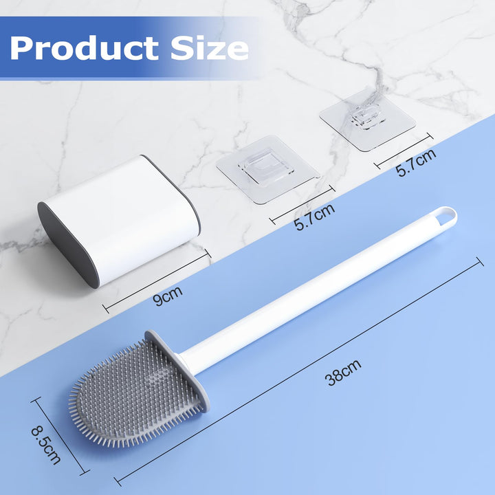 Alyvisun Silicone Toilet Brush with Holder, [Quick Drying & Deep Cleaning] Bathroom Scrubber, Non-Scratch, White, One Size