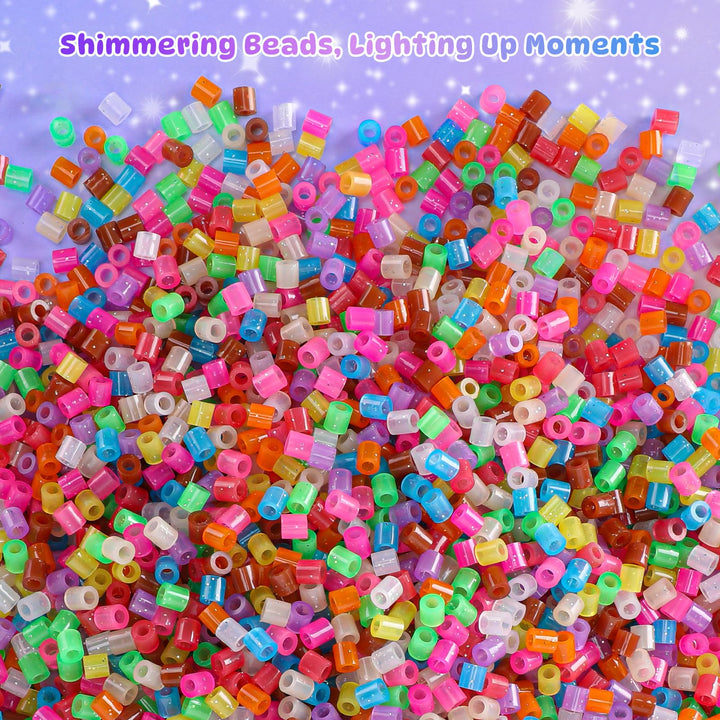 VynyQoo Glitter Iron Beads, 3200pcs 11 Colors Fuse Beads, 5mm Iron Beads for Kids 6+DIY Beads Set, Arts and Crafts Gifts for Birthday, New Year, Thanksgiving