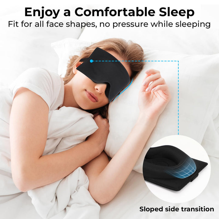 Alyvisun Blackout Sleep Mask, Deepen Eye Contour, [Zero Pressure & Breathable] 3D Eye Mask for Sleeping with Adjustable Strap, for Travel, Home, Nap, Black