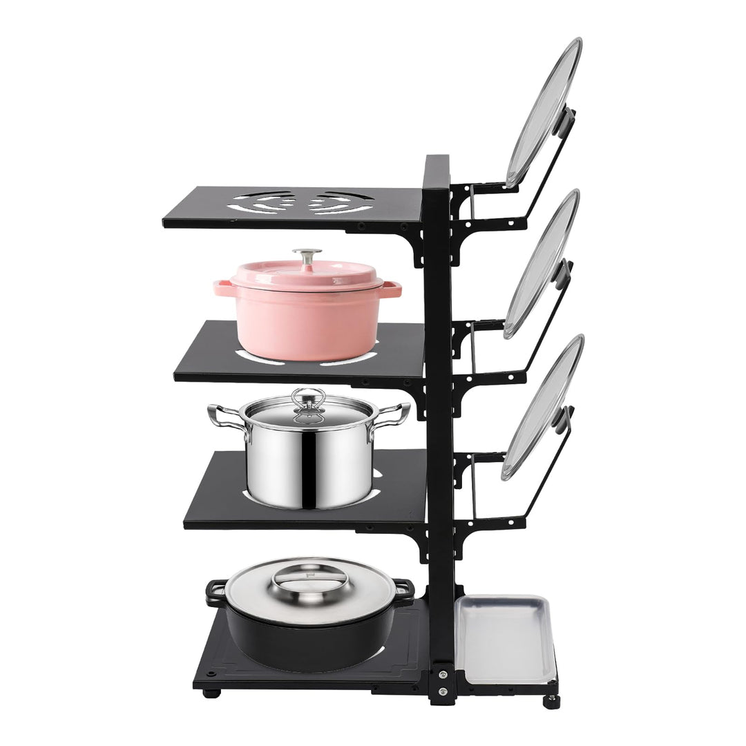 Kitchen Shelves Household Multi-layer Put Pot Rack Multifunctional Countertop Under the Sink Cabinet Kitchen Storage Racks(Black)