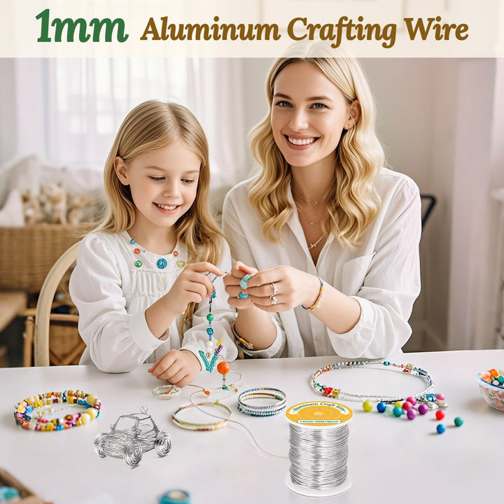 VynyQoo 1mm(18 Gauge) Aluminum Craft Wire, 56M Flexible Bendable Jewellery Wire, Wire for Jewellery Making, for DIY Floral Making, Sculpting Wire, Craft Supplies, Jewellery Making, Weaving (Silver)