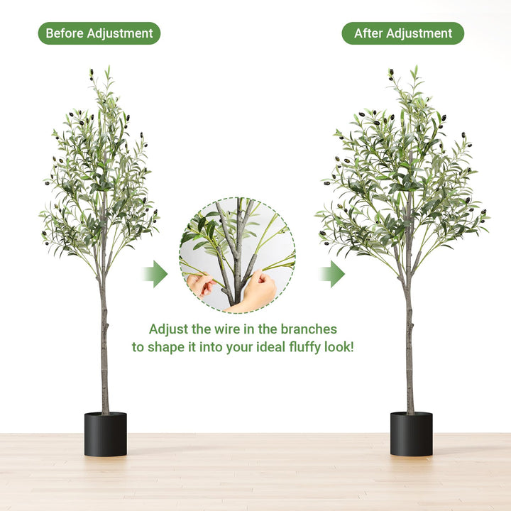 Alyvisun Faux Tree with Lifelike Olive Leaves & Stable Cement Weight Thickened Bottom Base, Green, 150cm