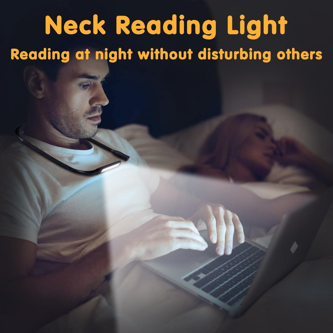 Alyvisun LED Neck Reading Light, Book Night Light for Reading in Bed, USB Rechargeable Light Adjustable Brightness Study Lamp Portable Flexible Arms Lamp for Book Lovers, Knitters Gifts