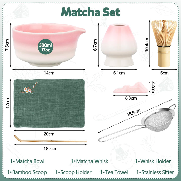 7Pcs Matcha Kit, Matcha Set with Matcha Whisk, Bowl, Spoon, Matcha Whisk Set for Ceremony, Ideal Matcha Gift for Lover, Family, Friends, Tea Enthusiasts