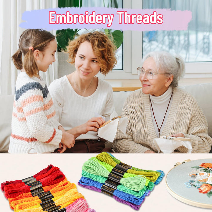 VynyQoo 60PCS Embroidery Threads Cross Stitch Threads for Adults & Beginners, 52 Colours Embroidery Floss for Embroidery DIY Crafts, 8m(6 Strand) Multicolor