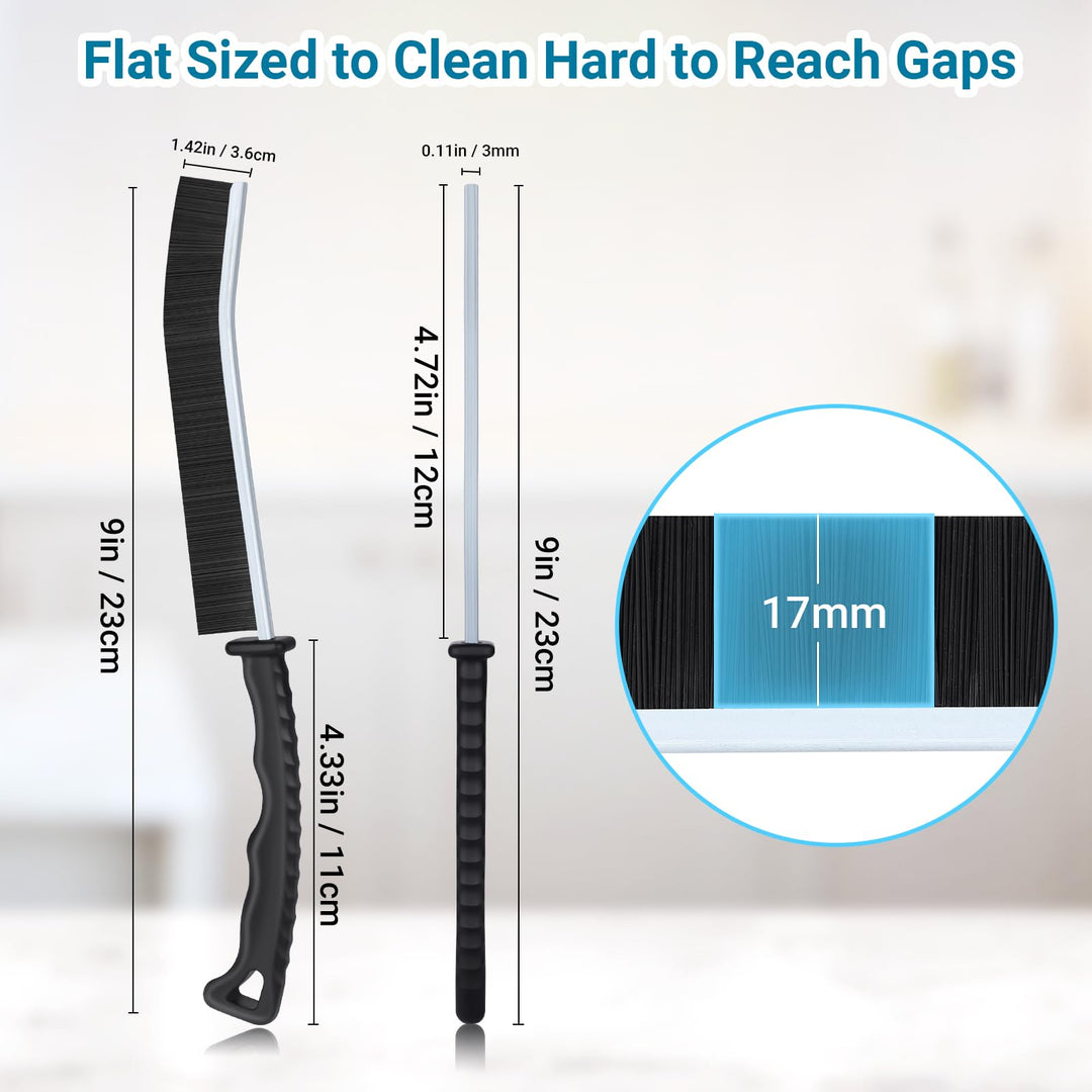 Alyvisun 5PCS Hard Bristle Crevice Tool Gap, Thin Cleaning Brush for Door Tracks, Window Grooves, Kitchen, Black