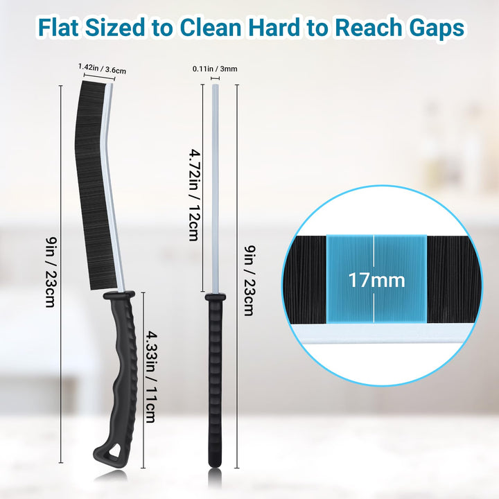 Alyvisun 5PCS Hard Bristle Crevice Tool Gap, Thin Cleaning Brush for Door Tracks, Window Grooves, Kitchen, Black