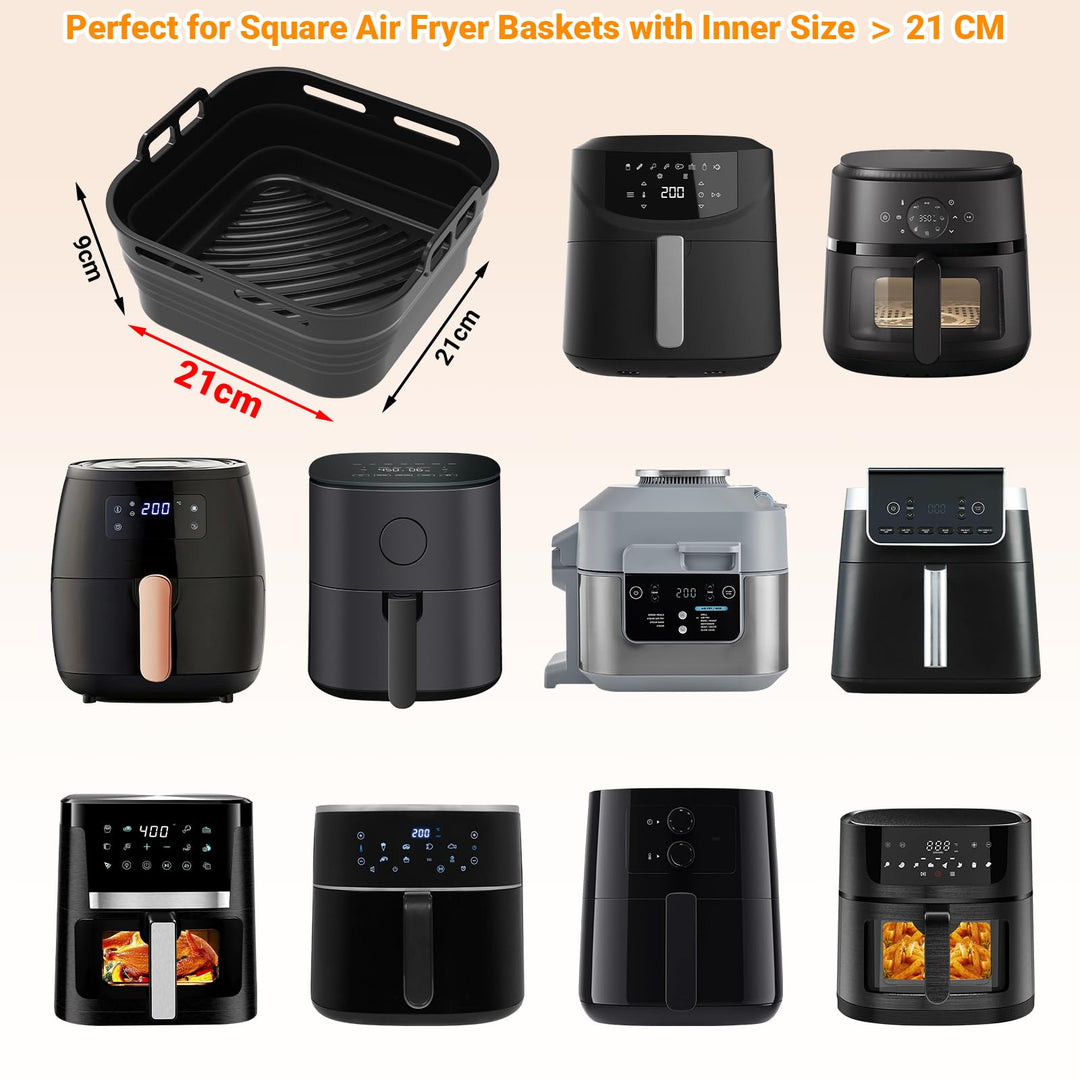 Alyvisun Silicone Oil Brush, 2PCS Airfryer Liners Foldable Baking Trays Reusable Air Fryer Rack Versatile Accessories Baskets Square Inserts for Microwave, Oven