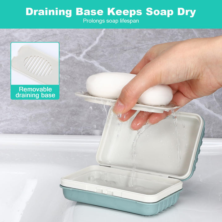 Alyvisun Portable Dish, Green & White, Soap Box with Draining Board