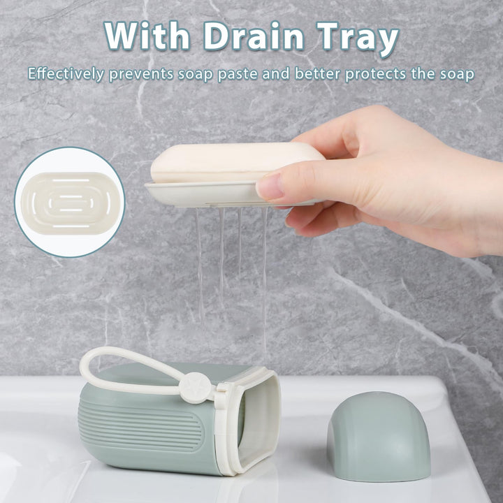 Alyvisun 2pcs Travel Soap Case, Portable Soap Box, Soap Dish with lid, Soap Holder with drainage, Waterproof Leakproof Soap Container for Travel Bathroom Kitchen Camp Outdoor
