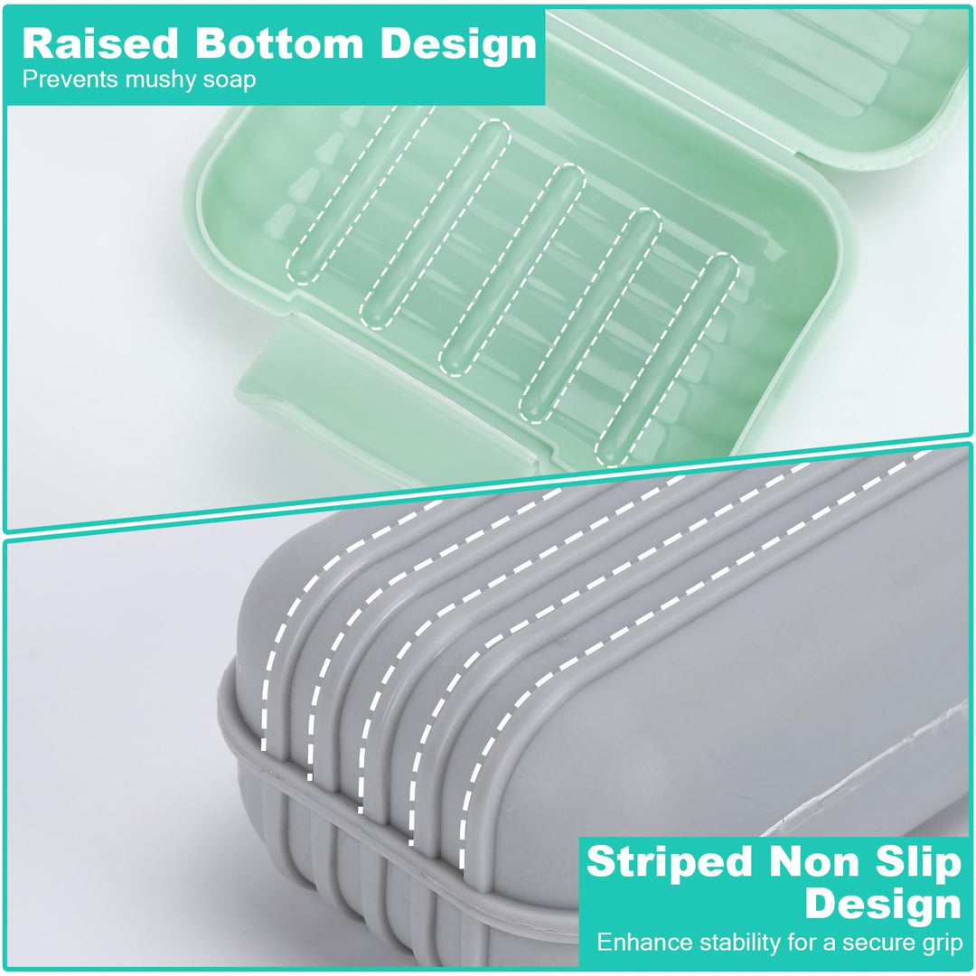 Alyvisun Portable Dish, Green & Grey, Soap Box with Raised Bottom