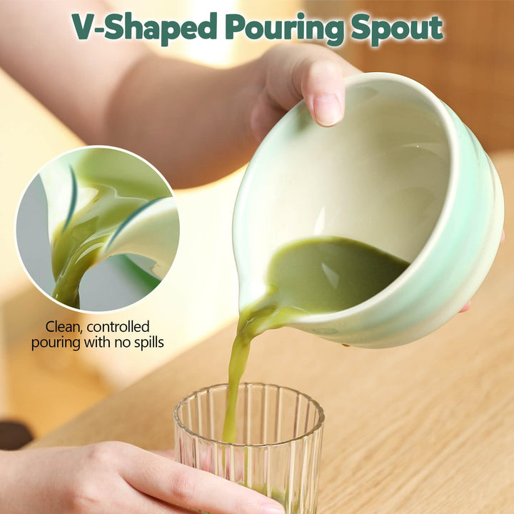 Matcha Tea Set, 7 Pcs Matcha Kit with Matcha Whisk, Matcha Bowl and Spoon, Matcha Whisk Set for Matcha Lovers Making Breakfast, Latte, Gift for Matcha Beginners